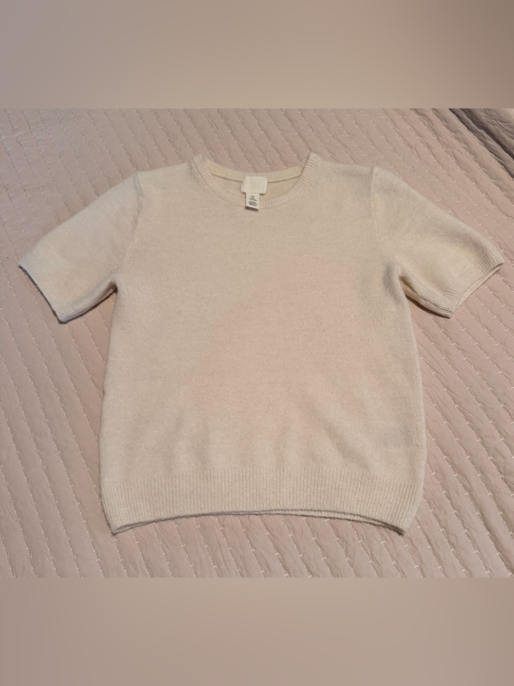 Women's Short Sleeve Crewneck Sweater in Cream